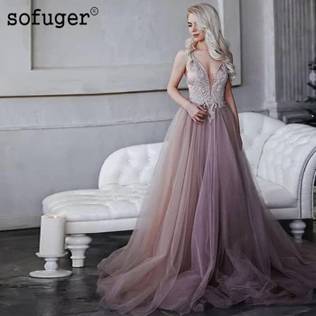 

Tulle V Neck Beading A Line Straps Backless Homecoming Party Dress Evening Dress Prom Vestidos De Fiesta Formal Special Occasion