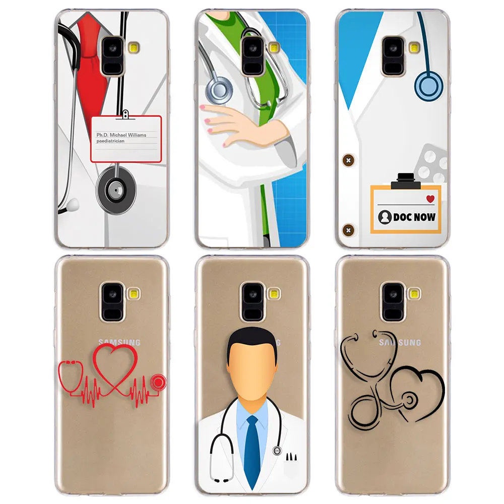 

Nurse Medical Medicine Health Heart pattern clear frame Soft TPU Silicone back Phone Case for Galaxy A3 A5 A7 2017 A6 A6+ A8 201