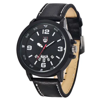 

2017 New Fashion Men's Leather Band Watches Military Sport Analog Quartz Date Wrist Watch #118