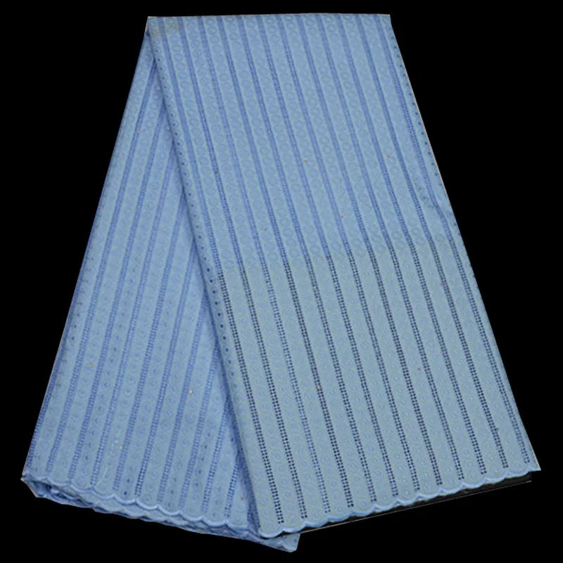 

(5yards/pc) high quality African polish cotton lace fabric skyblue Swiss lace fabric for both man and women dress CLP71