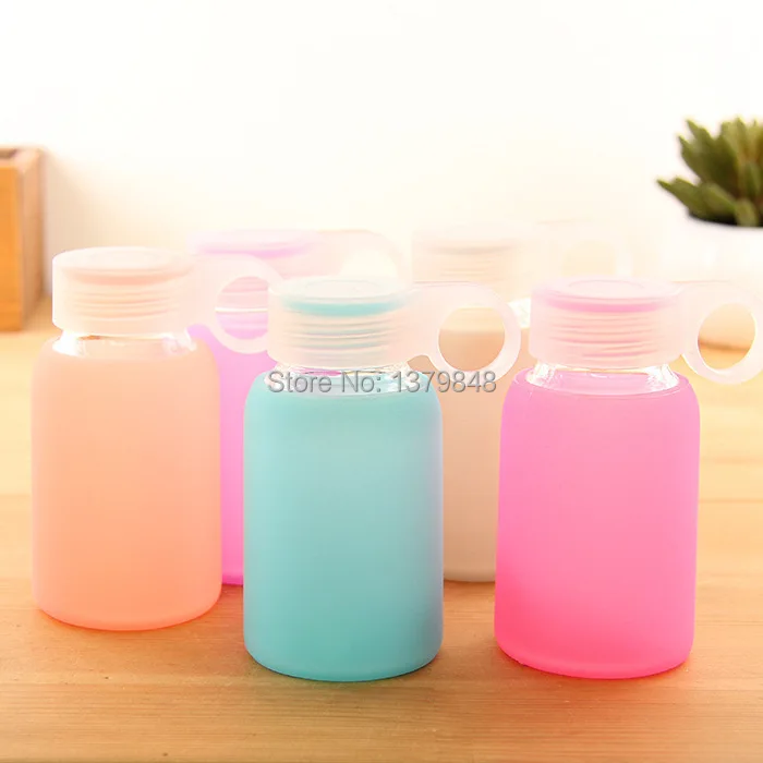 180ML Hollywood stars love glass silicone player water bottle colorful