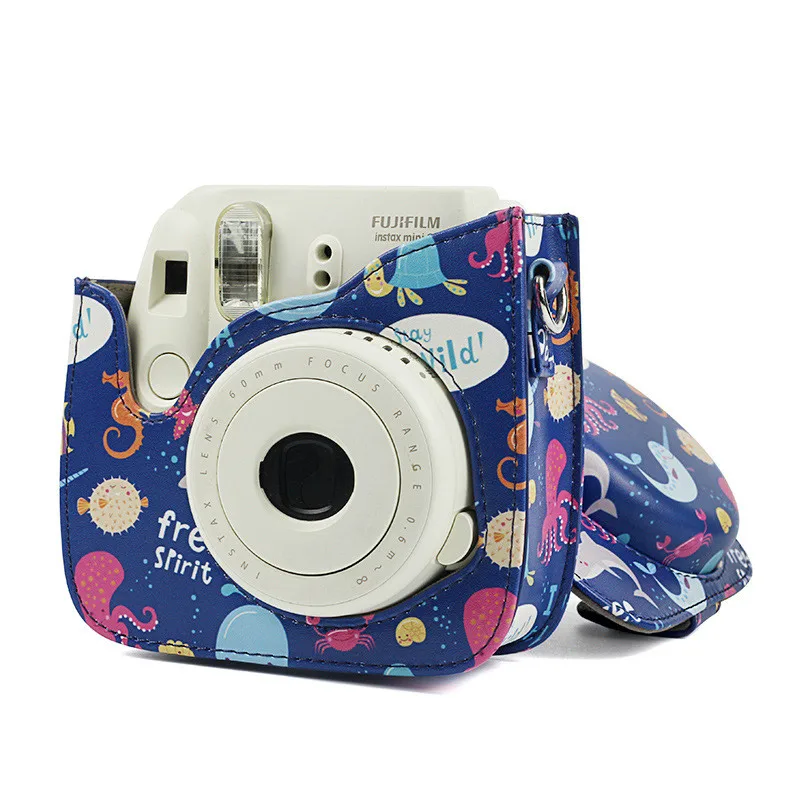 

Fujifilm Instax Mini 9 Mini 8 8+ Camera Case Accessory Ocean Sea PU Leather Instant Camera Shoulder Bag Protector Cover Pouch