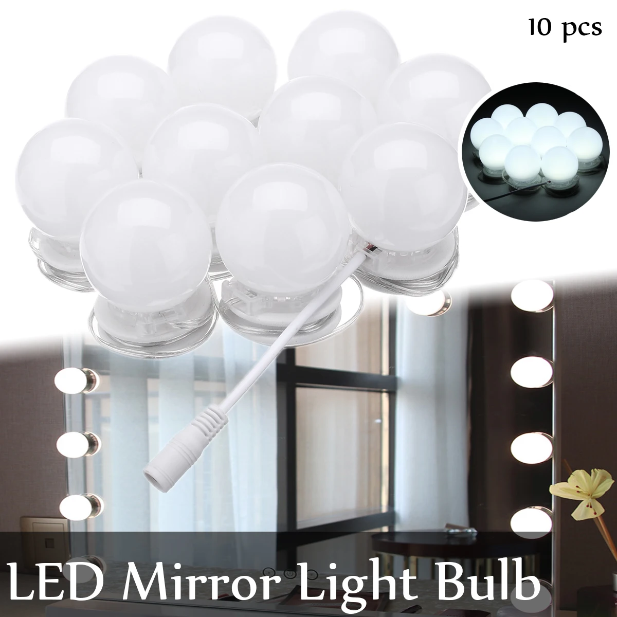 

10x DIY Modern LED Mirror Lights Wall Mounted Bathroom Cabinet Lamp Folding Dimmable Touch Control Makeup Lights Bulb Waterproof