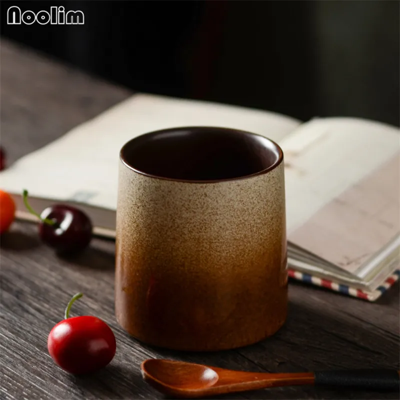 Японские Ретро креативные керамические кружки простые матовые градиентные ручная чашка Цзиндэчжэнь ручной работы кружка для молока и кофе домашняя офисная кружка - Цвет: Коричневый