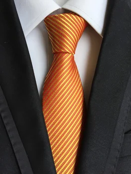 

8cm Men formal occasion tie golden with red diagonal stripes necktie