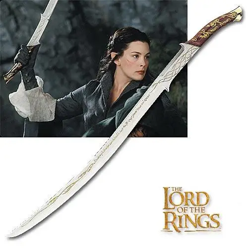 

S4004 LORD OF THE RINGS HADHAFANG ARWEN ELVEN SWORD W/ GOLD RUNES & BLACK LEATHER SCABBARD 40.7"