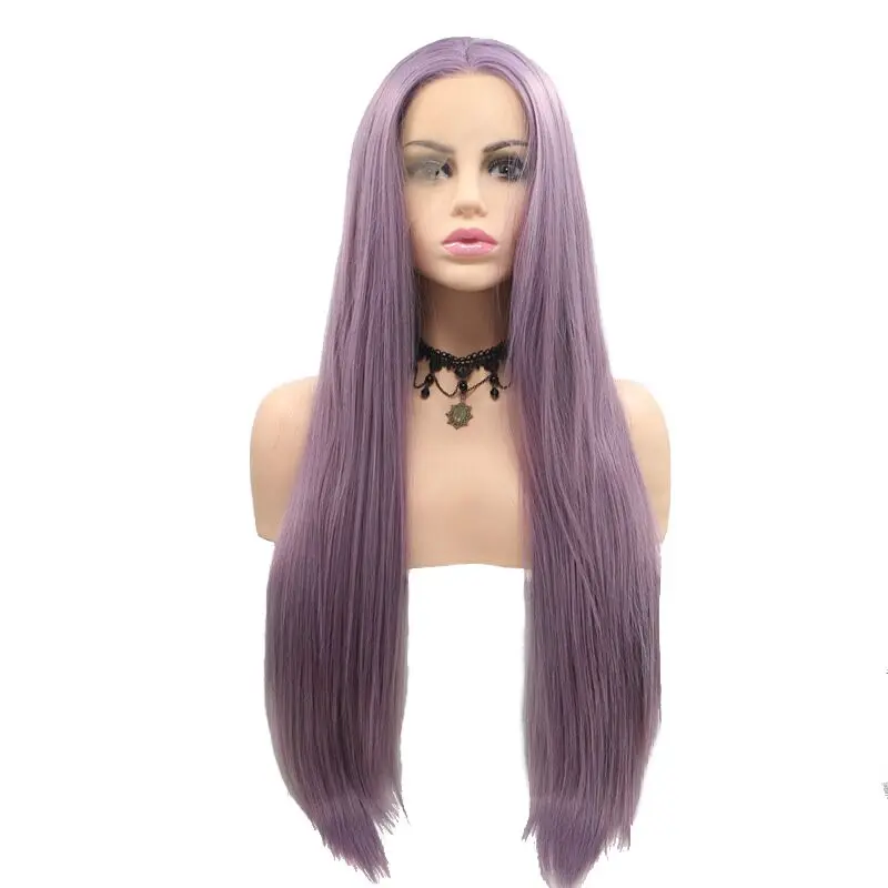 

Marquesha Lavender Purple Synthetic Lace Front Wig Long Straight Heat Resistant Hair Wig For Women