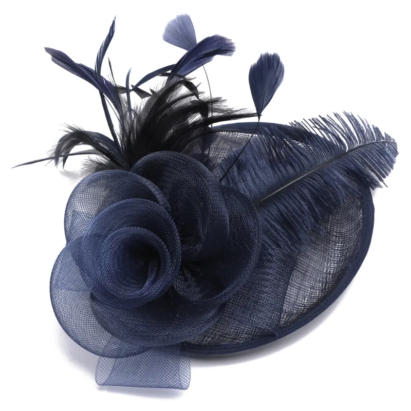 Banquet Party Fedoras Hat Women Ladies Day Royal Ascot Sinamay Fascinator Cap European American Bride Headdress Girls Hats H7108