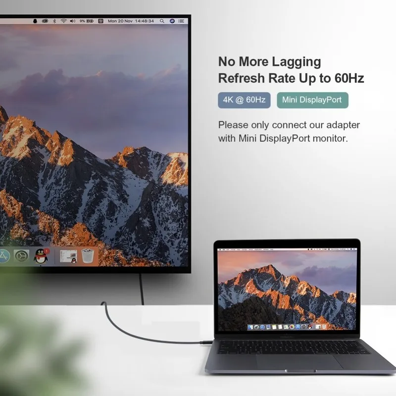 USB C для Mini DP кабель типа DisplayPort 4K 60Hz Алюминиевый адаптер (не Thunderbolt) MacBook Pro Chromebook