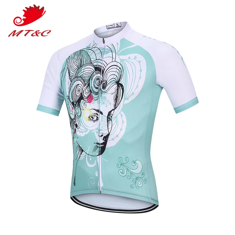 

MT&C Woman Cycling Jersey Blue White Breathable Clothes Quick Dry Polyester Summer Outdoor Sportswear Pro Teams Bike Clothes