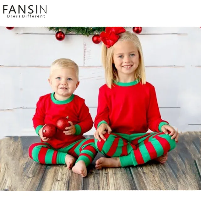 New Year Striped Christmas Clothes Set Baby Kids Pajamas Family New Year Striped Christmas Clothes Set Baby Kids Pajamas Family Sister Brother Top+Pant Family Clothing Kids Child Outfits - New Year Striped Christmas Clothes Set Baby Kids Pajamas Family