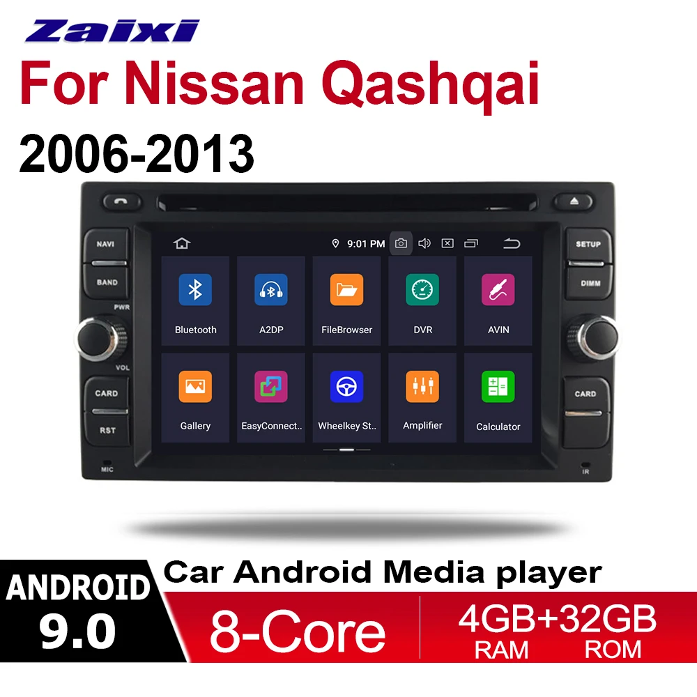 ZaiXi 4GB android 9.0 car dvd player for Nissan Qashqai 2006~2013 Multimedia GPS Navigation Map Autoradio WiFI Bluetooth HD