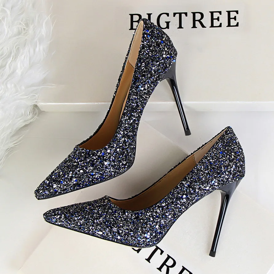 Пикантные туфли на высоком каблуке с острым носком для ночного клуба Свадебные
