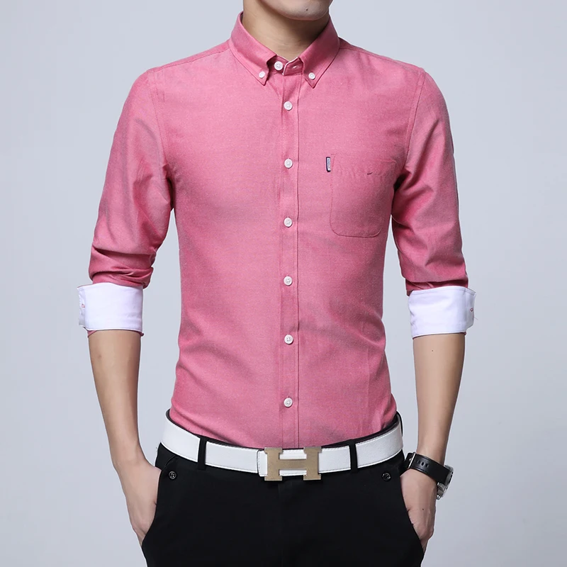 New Men Business Casual Long Sleeves Shirt Fashion Dress Shirts Men