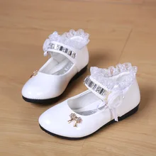 Dentelle De danse en cuir chaussures enfants filles fleur princesse chaussures De mariage Sapatos De Salto Alto filles blanches chaussures scolaires TX176