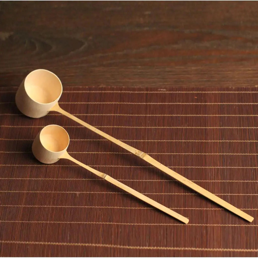 Handmade Bamboo Water Scoop with Long Handle Spoon Cooking Tools Soup Spoon Ladle Dipper 7-14 inch