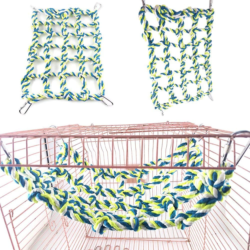 Красочный гамак с оплеткой сетка гамак для попугая хомяка белка сахарный поссум наружная подвесная игрушка