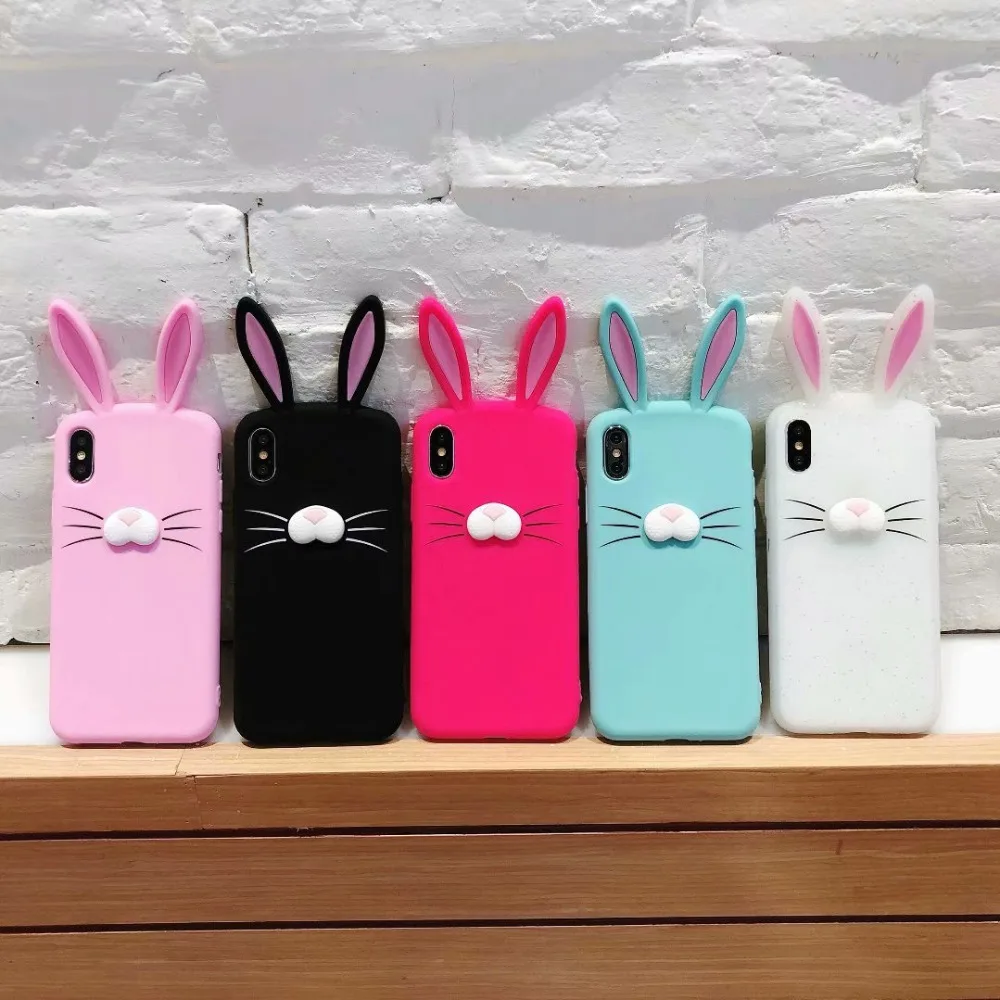 ANSHOW 3D Rabbit Bunny Soft Silicone Case For Iphone X 10 8 7 Plus 6 6S