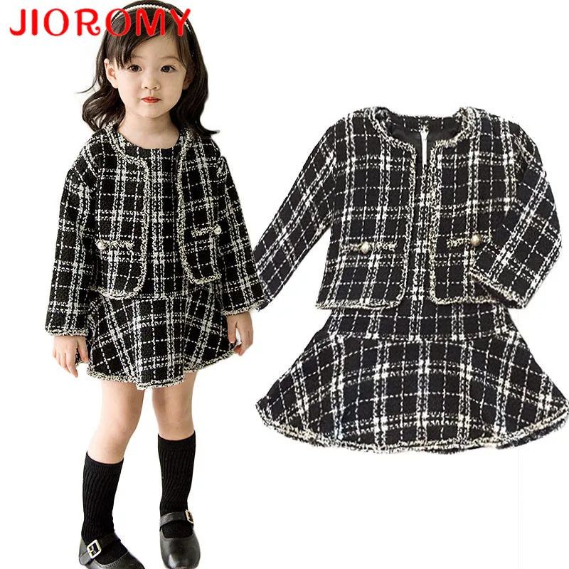 JIOROMY/2019 Новый брендовый осенне зимний костюм для девочек куртка + платье комплект