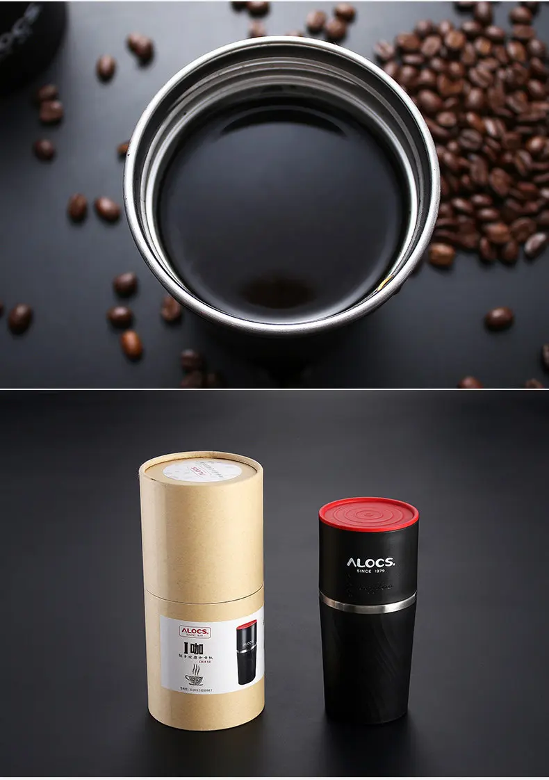 Alocs Vajilla cafetera portátil 4 en 1 Acero inoxidable camping manual café fácil Picadoras senderismo hervidor cw-k16