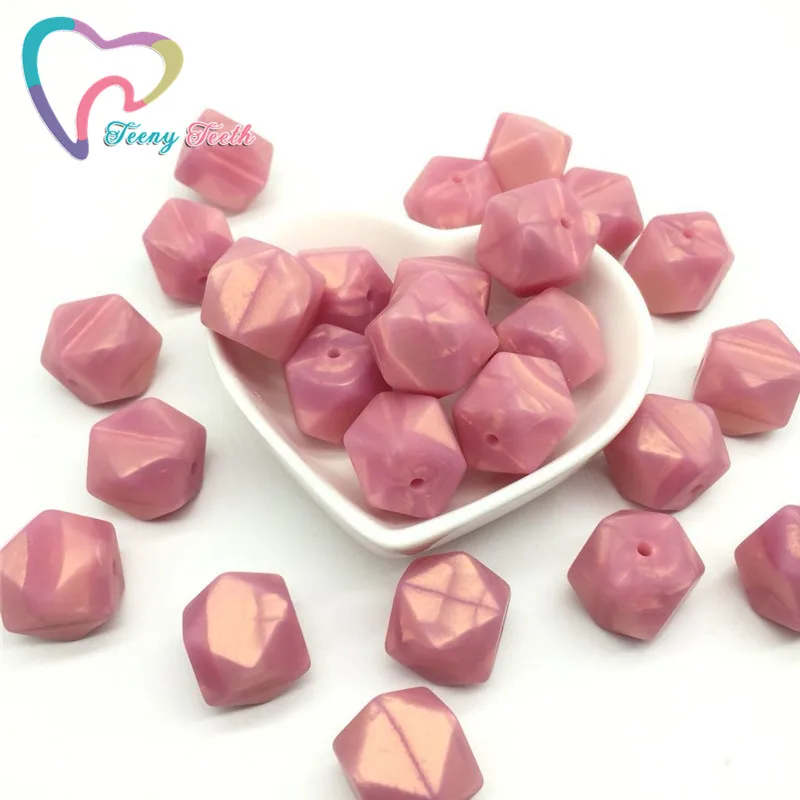 

10 PCS Metallic Rose Silicone Hexagon Beads Teething Baby Teether DIY Necklace Pacifier Chain Accessories BPA Free Chew Beads
