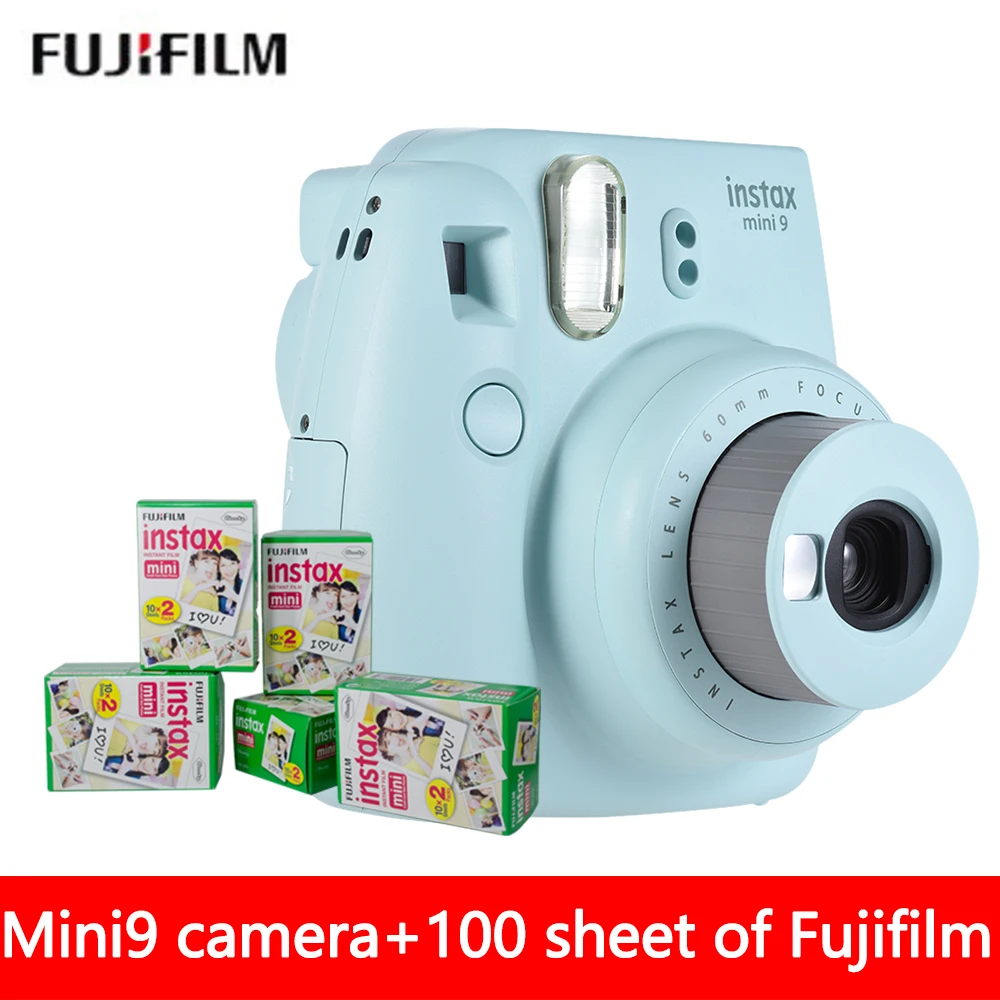 5 цветов роскошный пакет Fujifilm Instax Mini 9 пленка камера+ 200 лист Fuji Mini 8 9 белый 3 дюйма пленка+ объектив крупным планом