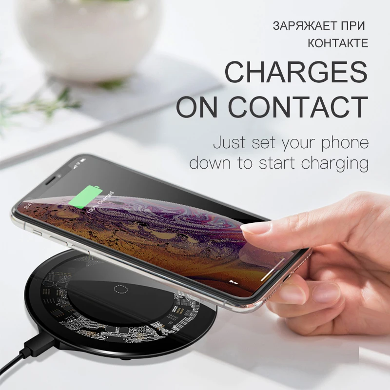 IONCT 10 Вт Qi Беспроводное зарядное устройство для iPhone X XR XS Max 8 видимых usb зарядных