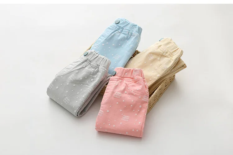 2018 3-12T Years Kids Children Cotton Solid Color Star Print Basic Elastic Capri Little Girl Tight Pants Spring Autumn Trousers (14)
