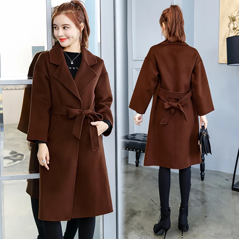 

Autumn Winter Overcoat Women 2019 Fashion Elegant Wool Blends Coat Office Lady Formal Long Sleeve Suits Blazer Plus Size 4XL
