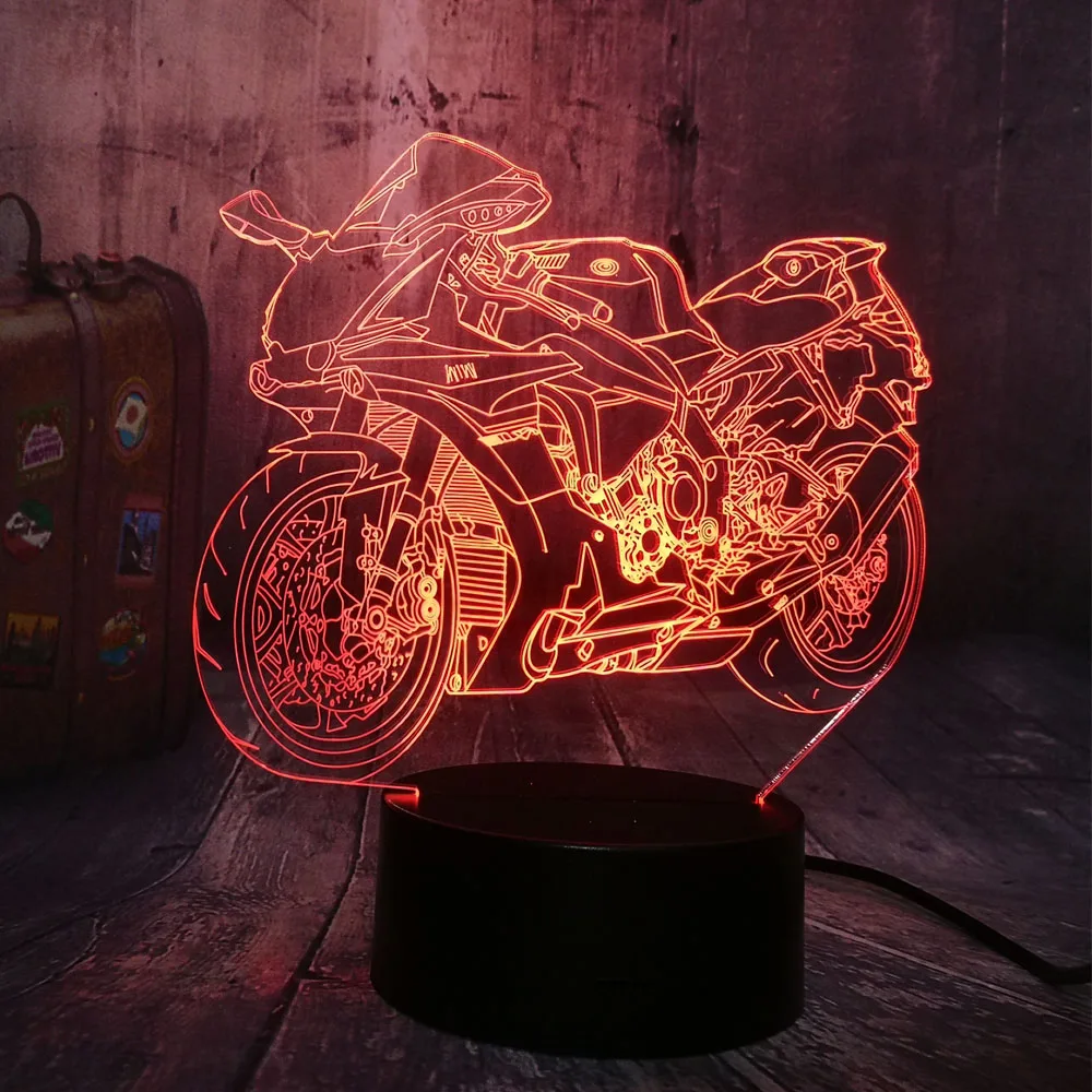 Новая мотоциклетная обувь велосипед мотоцикл крутые Детские кубики, игрушки для мальчиков 3D светодиодный ночной Светильник USB RGB LED Настольная лампа домашний декор Новинка Рождественский подарок