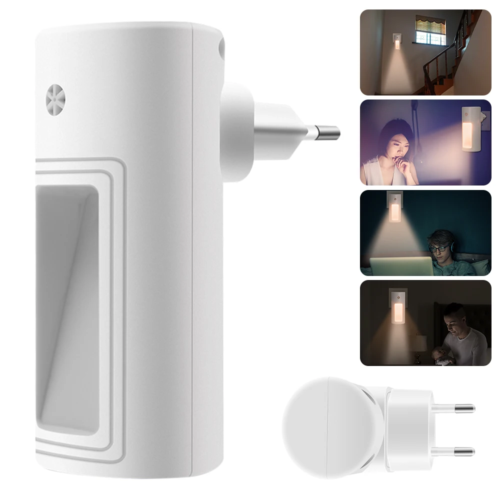 

BORUiT Plug-in Sensor LED Night Light Warm White Night Lamp for Bedroom Baby Room Sensor Corridor Stair Light EU/US/UK Plug