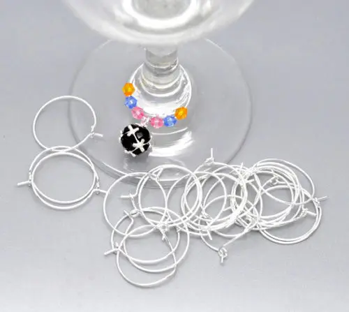 4 размера 100 шт. посеребренные кольца подвески для бокалов вина проволочные