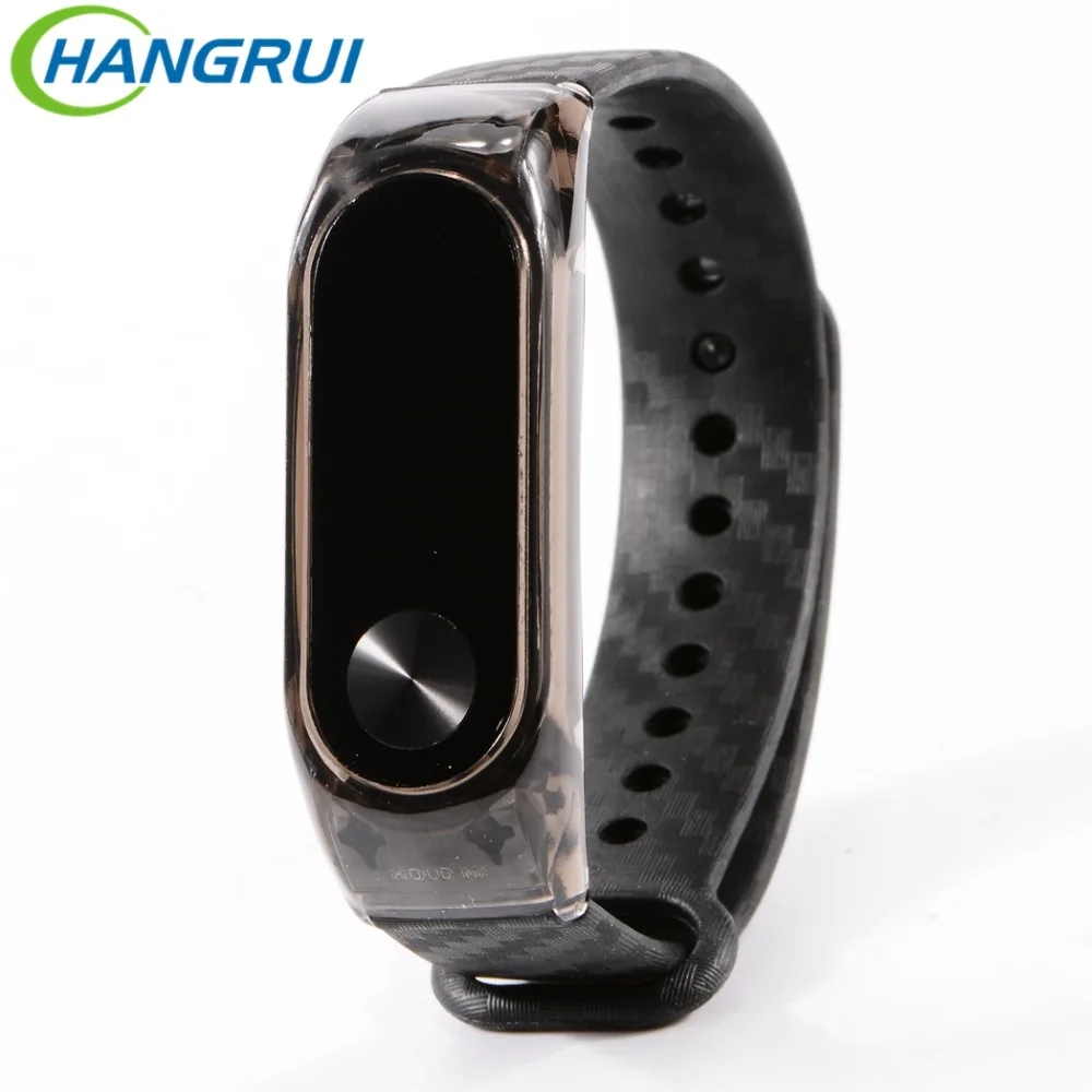 Hangrui Mi Band 2 Strap Crystal Shell Carbon Fiber Replacement Wriststrap For Xiaomi Mi 2 Fitness Tracker Bracelet Accessories