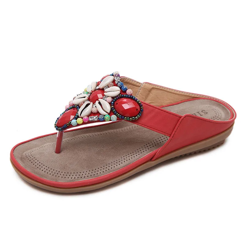 2017 String Bead  Flip Flops Casual Summer Gladiator Slides Beach Slip On Flats Platform Shoes Woman Slippers Plus Size 35-42 (12)