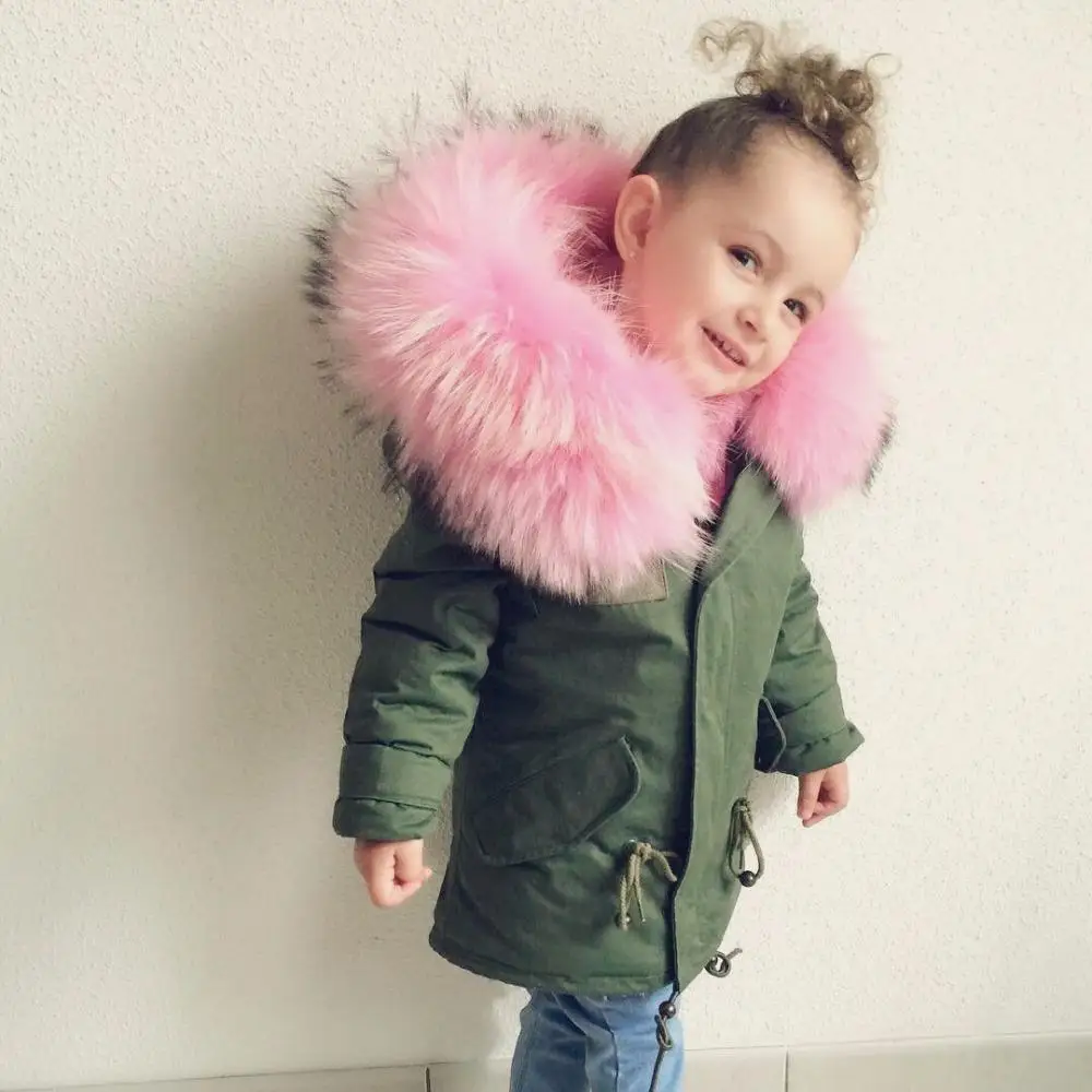 

2~6T Kids Girl Winter Cotton Coats Hooded Artificial Blue Fur Girls Outwear Children Jackets Fashion Parka Fille Snowsuit
