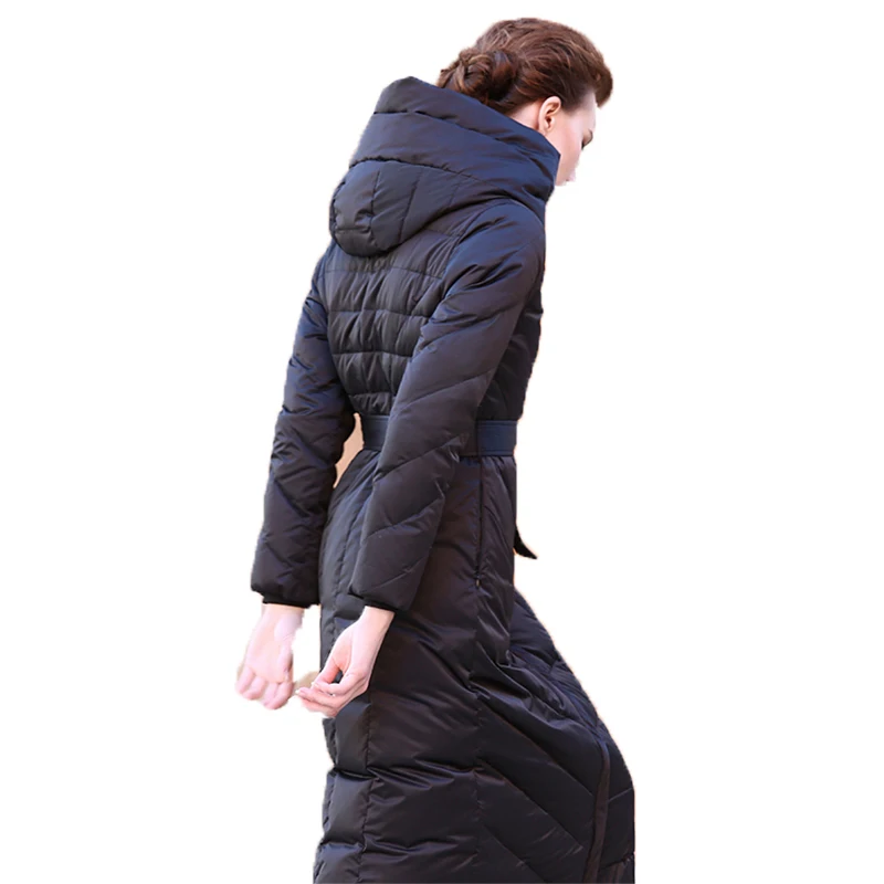 Модное тонкое черное пуховое пальто женская верхняя одежда Роскошная 90% белая парка на утином пуху зимняя куртка женская Casaco Feminino WUJ0945