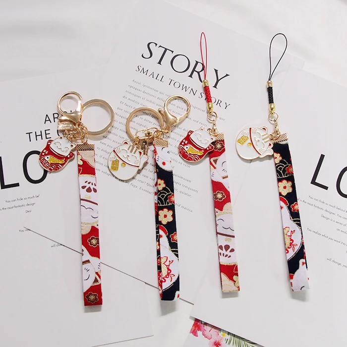 Omamori брелок для ключей с котом счастливая лента Красивая подвеска благ удача