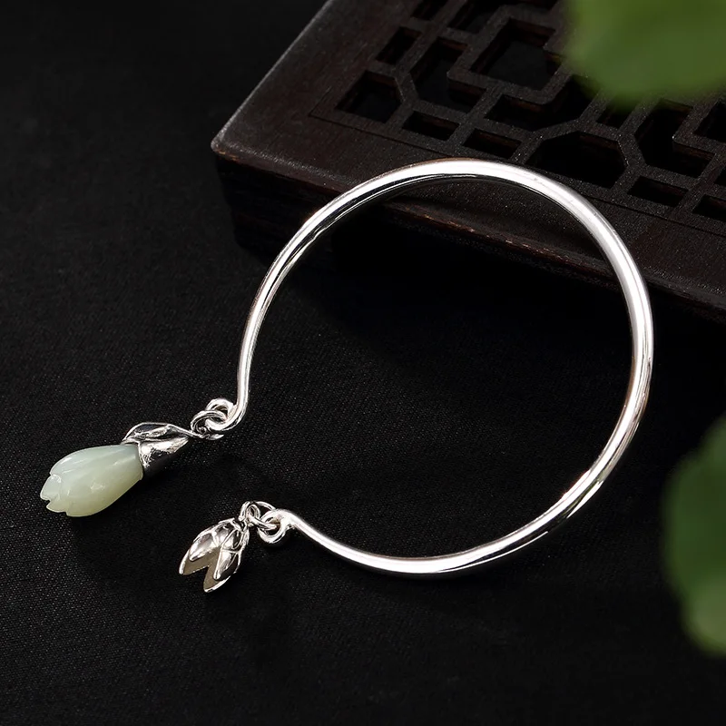 S990 silver jade bangle for women 2