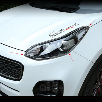 

For KIA Sportage 2016 2017 ABS Chrome Exterior Front Headlight Lamp Headlamp Protective Frame Cover Trims 2Pcs Car Accessories