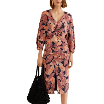 

Summer skirt set casual crop top women clothes 2018 printing 2 piece set women sexy two piece set