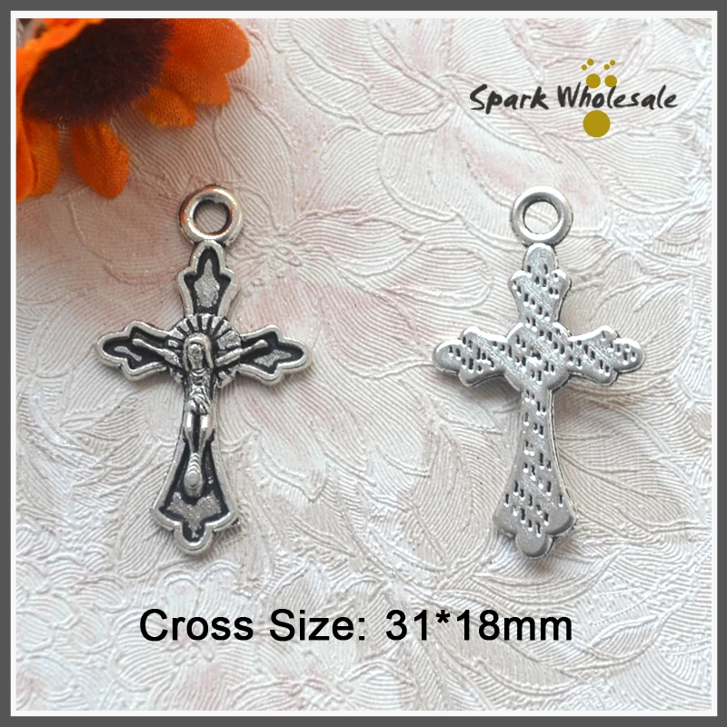 100pcs/lot Wholesale Catholic Antique Silver Small Cross Pendant Religious Rosary Bracelet Metal Alloy Crucifix | Украшения и