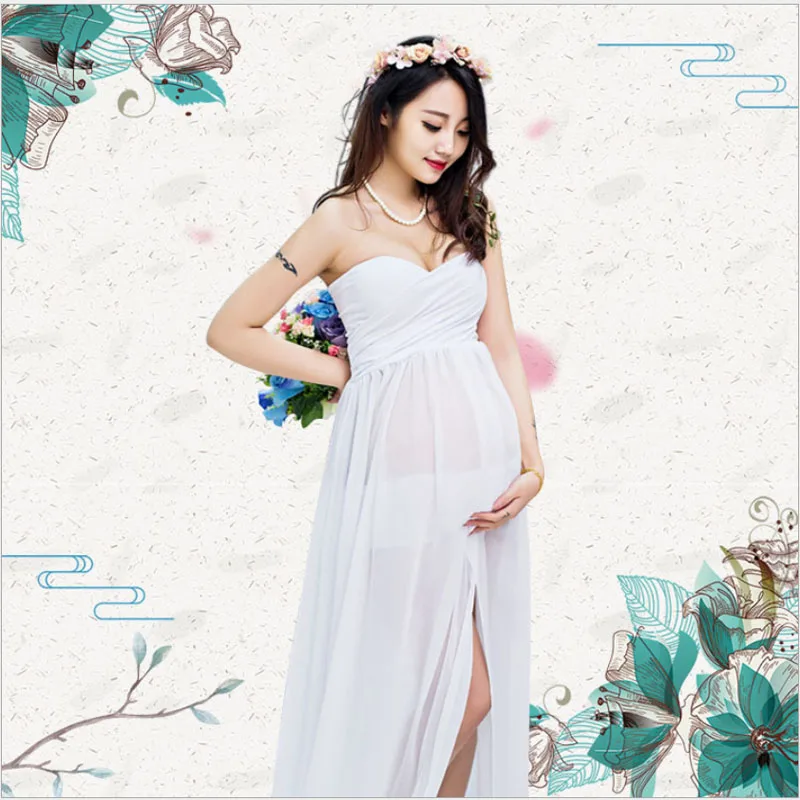 Maternity Photography Props Pregnancy Woman Shoulderless Long Dresses Pregnant Clothes Photo Shoot