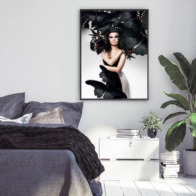 Woman with black hair print