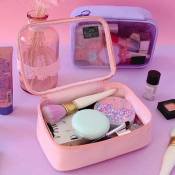 

Women Travel Handbag Purse Liner Teenage Cosmetic Bag Transparent Organizer Insert Bag Lady Makeup Cosmetic Bag Capacity Tote