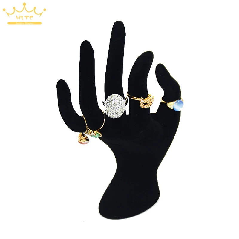 

Mannequin Hand Finger Model Necklace Jewelry Glove Ring Bracelet Chain Display Stand Holder Showcase OK Design Black Velvet Form