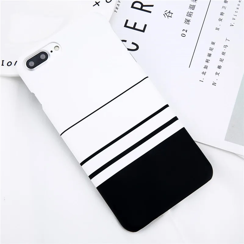 Lovebay Phone Case For iPhone X XR XS Max 8 7 6 6s Plus 5 5s Fashion Black and White Stripes Hard Plastic Protect Cover Cases