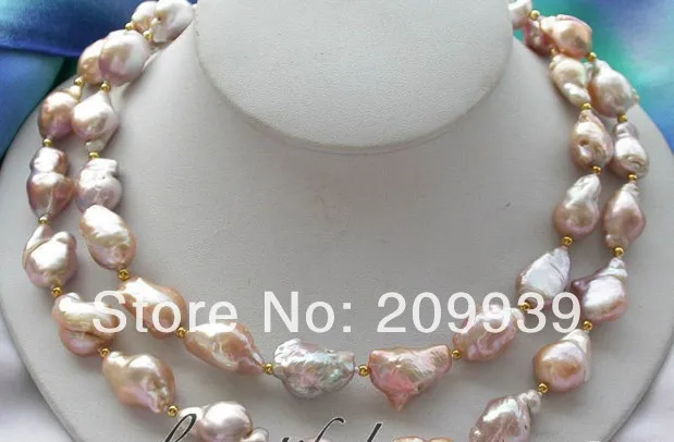

free shipping 003404 34" 20M pink purple baroque keshi reborn pearl necklace