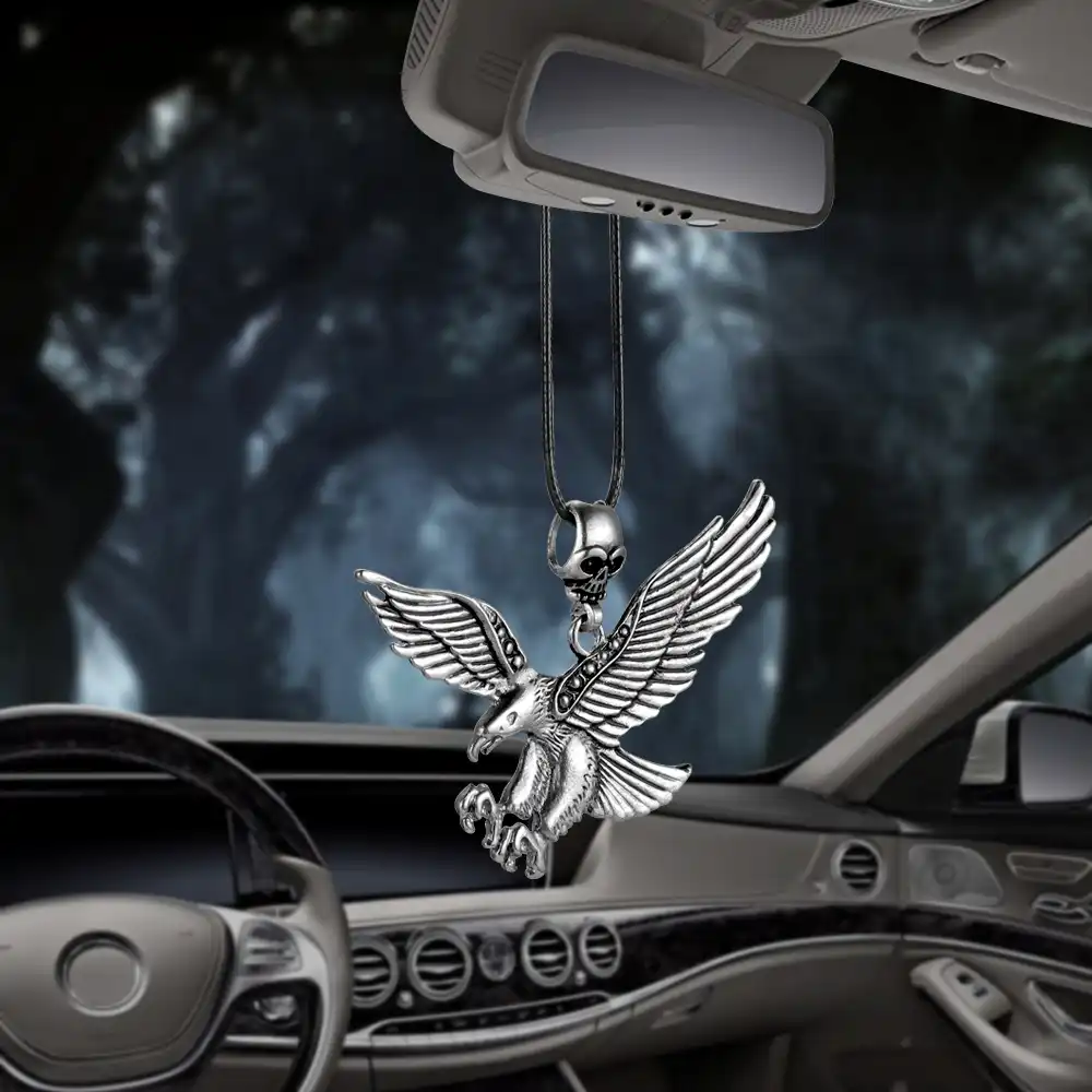 Metal Vintage Punk Eagle Car Interior Decoration Pendant Auto Rearview Mirror Charms Hawk Decor Hanging Ornaments Accessories