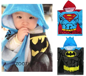 

100% cotton Children batman Hooded Bath Towel Kids Superman Beach Cloak Towel