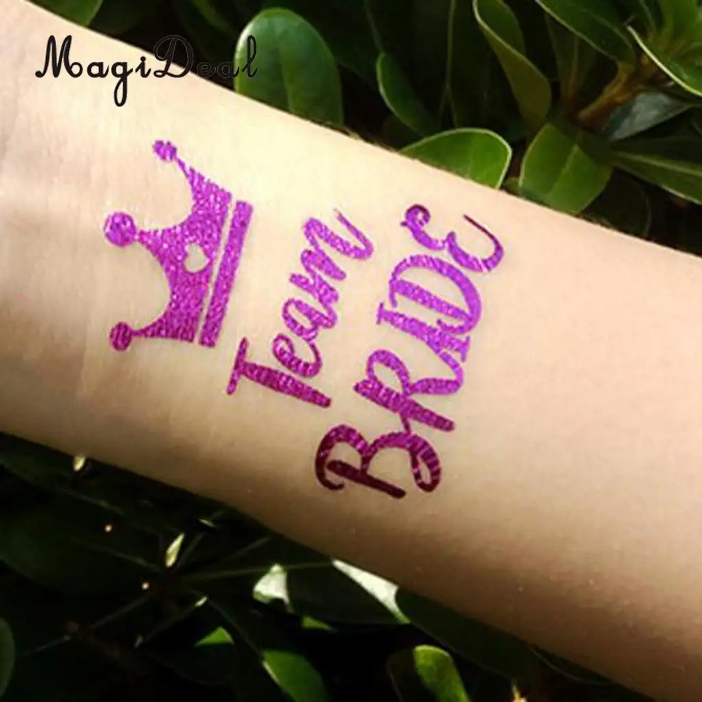 MagiDeal 10Pcs/Lot Purple Team Bride Tribe Temporary Tattoos Wedding Sticker Hens Night Party Decoration Hands Sticker